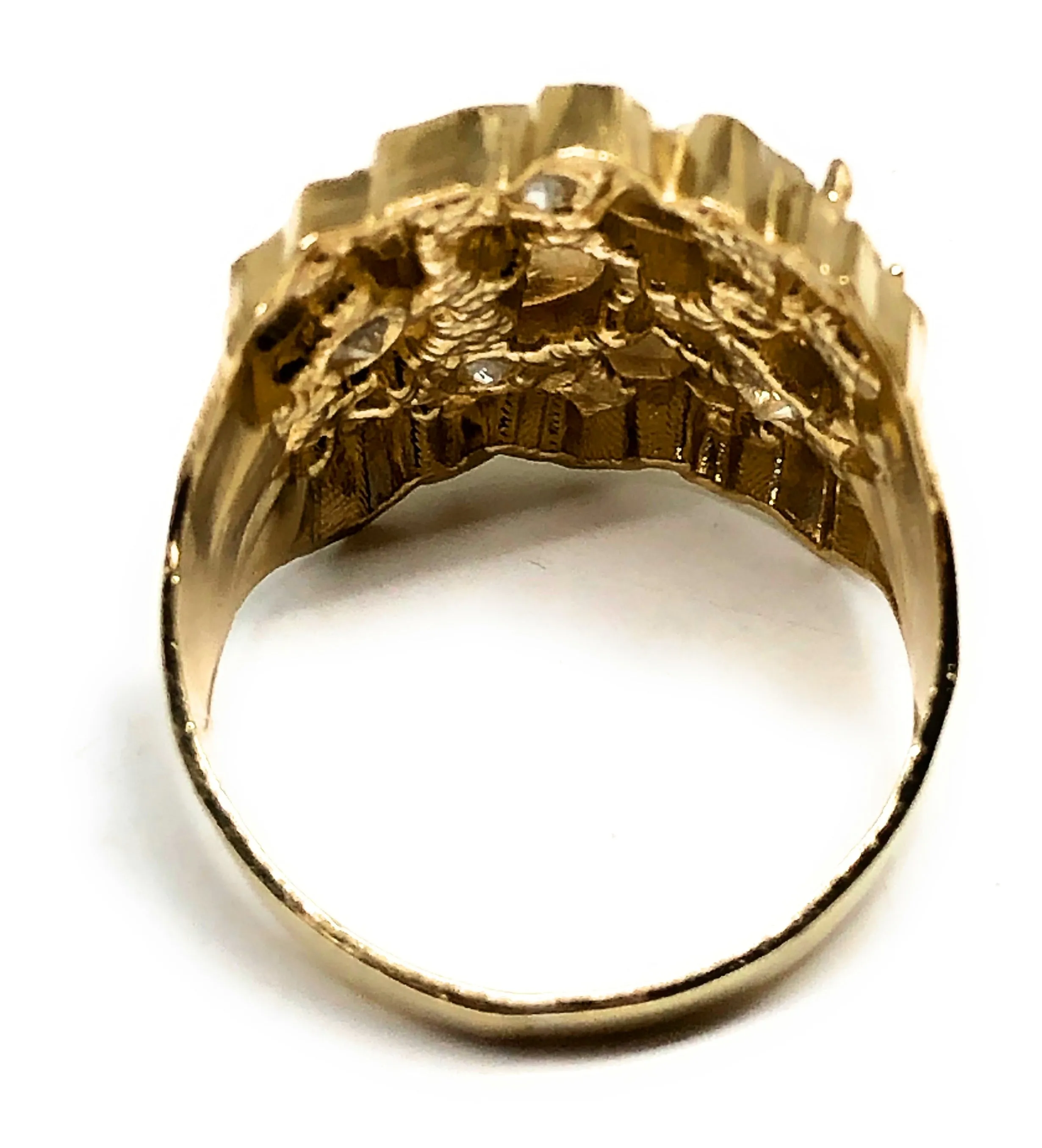 10k Solid Gold Yellow Classic BIG CZ Nugget Ring