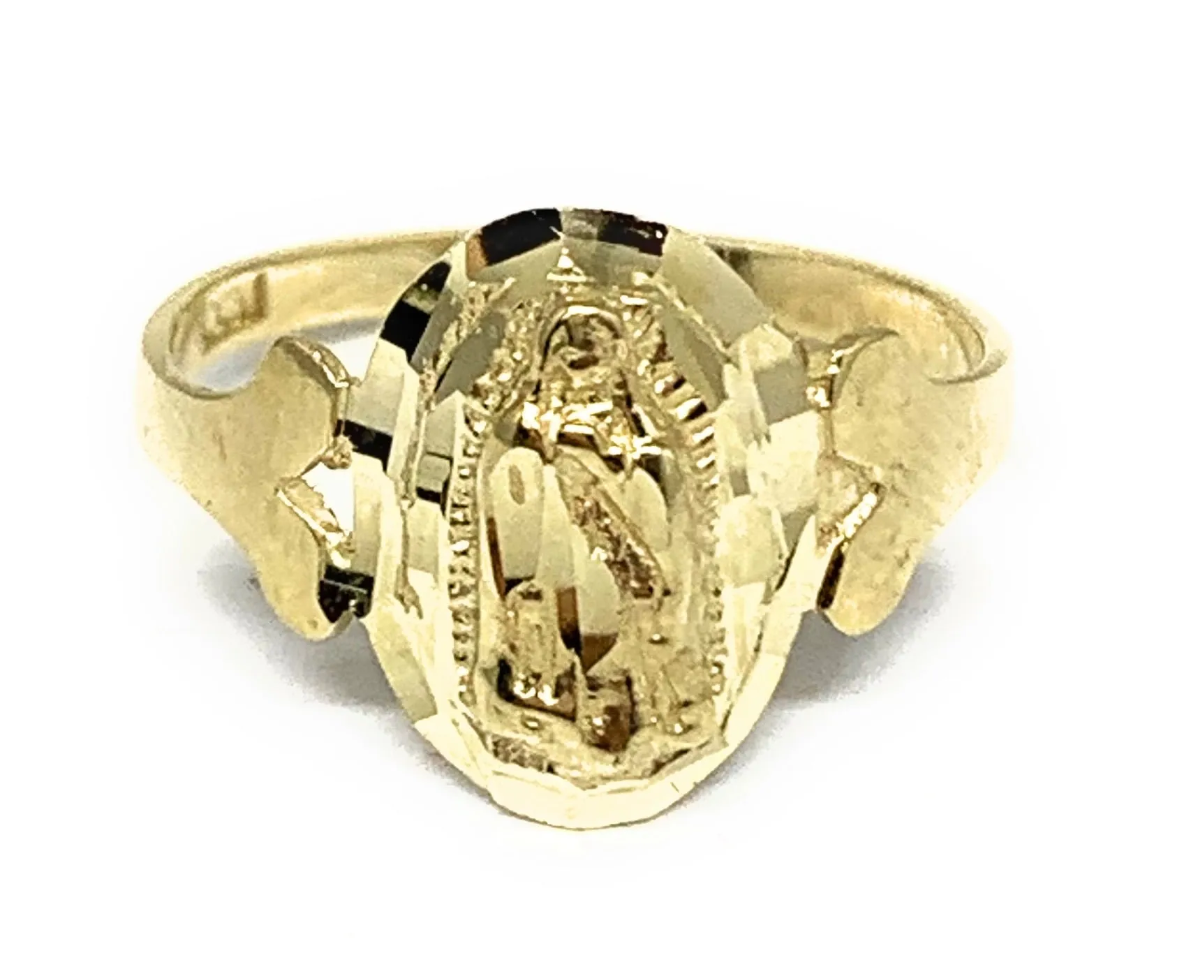 14k Solid Gold Yellow Classic Virrgin Mary Ring