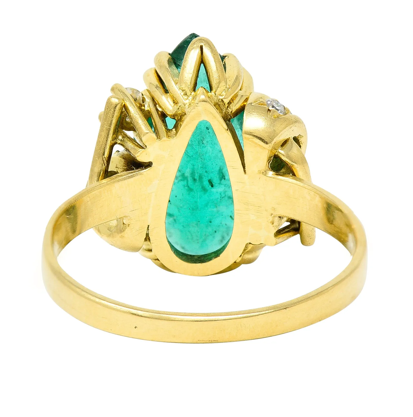 1960's Vintage 3.06 CTW Brazilian Emerald Diamond 18 Karat Yellow Gold Gemstone Ring GIA