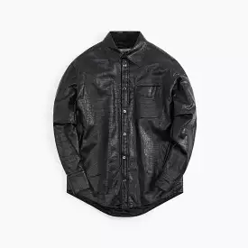 4S Designs Quilted Buttondown Shirt Jacket - Black