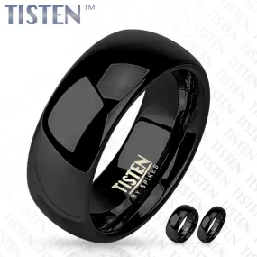 8mm Classic Wedding Band Glossy Finish Black IP Tisten (Tungsten+Titanium) Ring