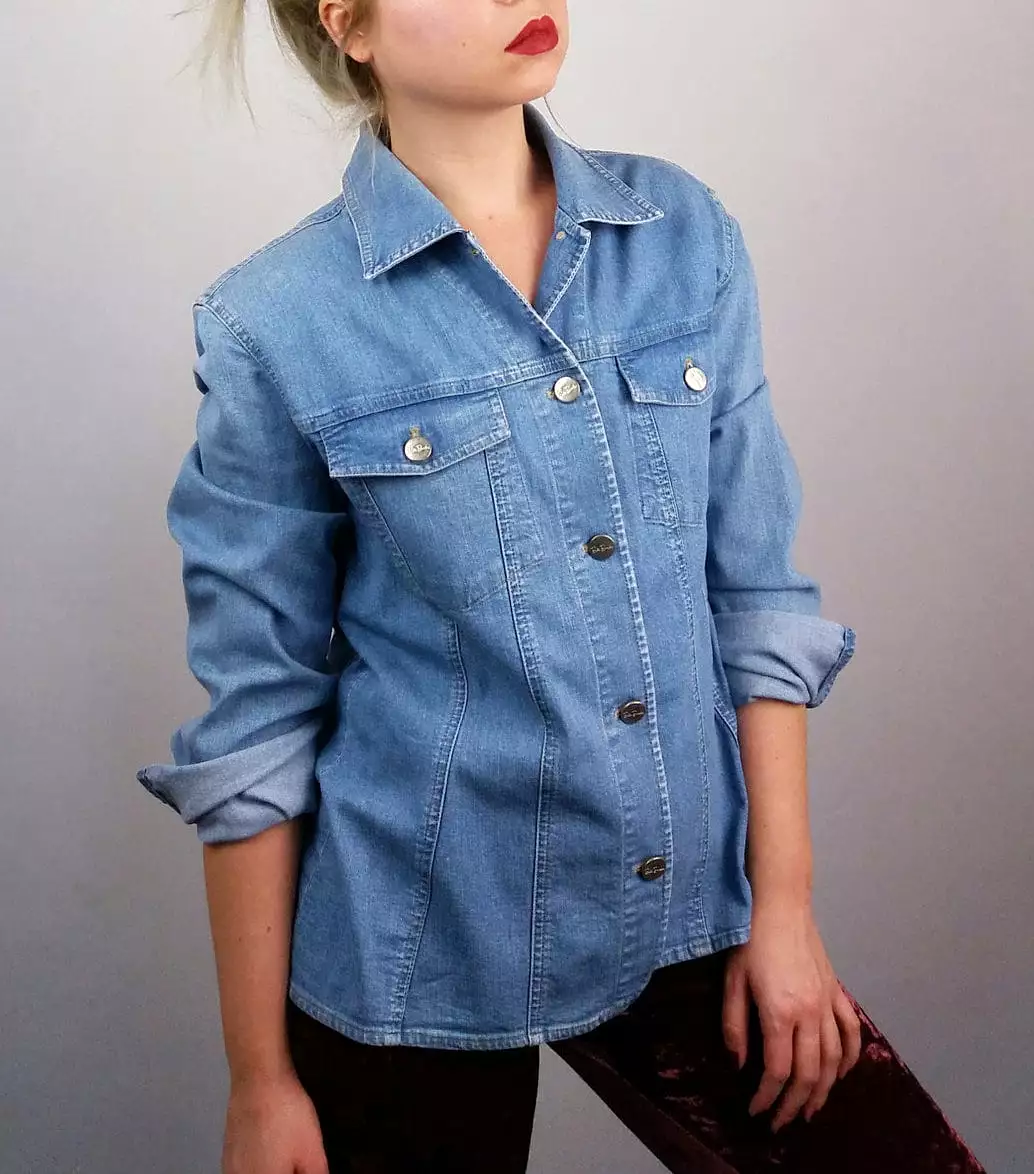 90's Betty Barclay Light Stretch Denim Shirt Jacket -  size M / UK 12