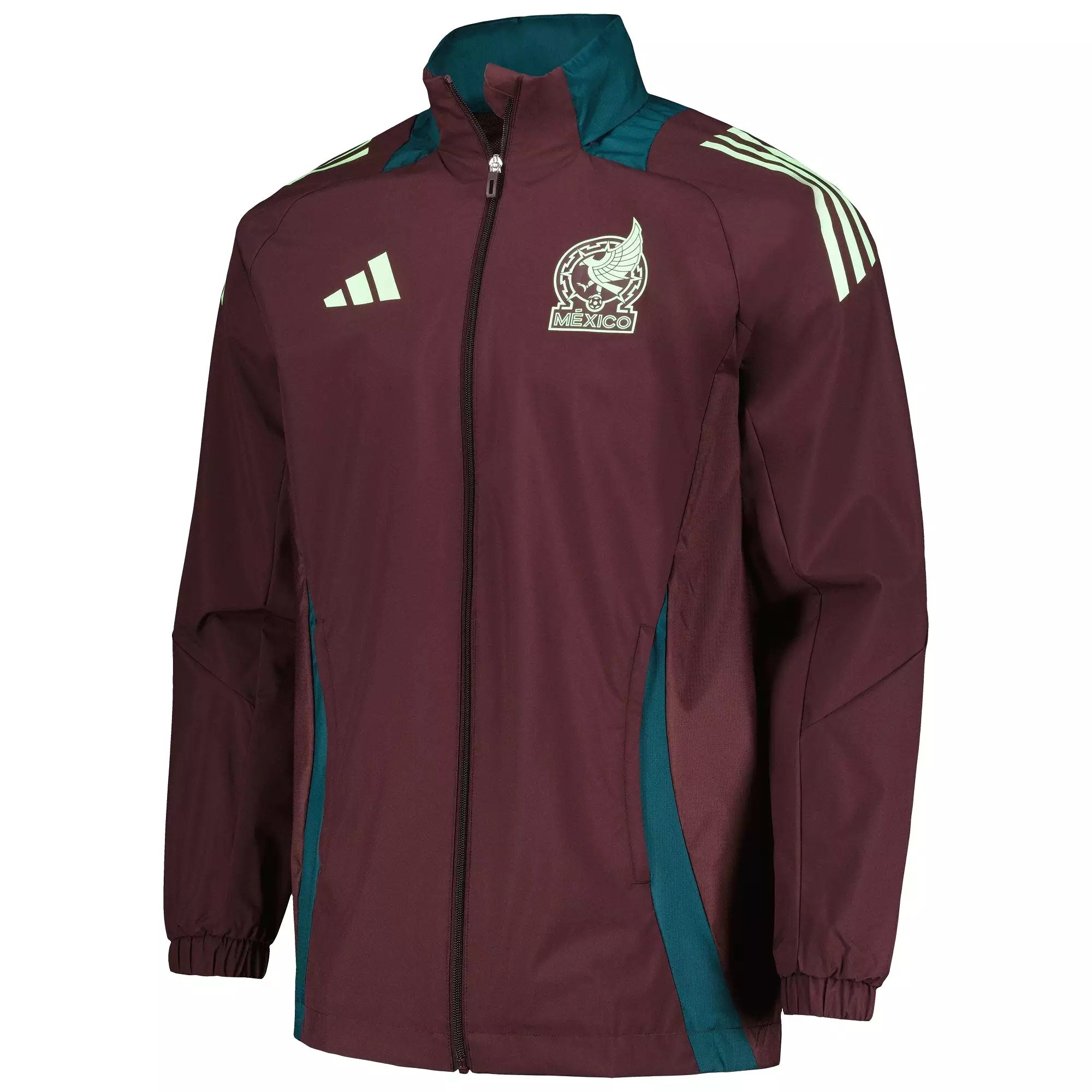 adidas Men's Mexico 2024 All Weather Raglan Hoodie Full-Zip Jacket Dark Burgundy