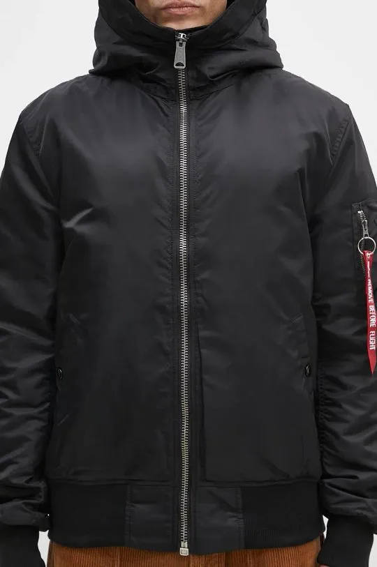 Alpha Industries jacket MA-1 Hooded men's black color 158104.03