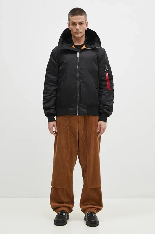 Alpha Industries jacket MA-1 Hooded men's black color 158104.03