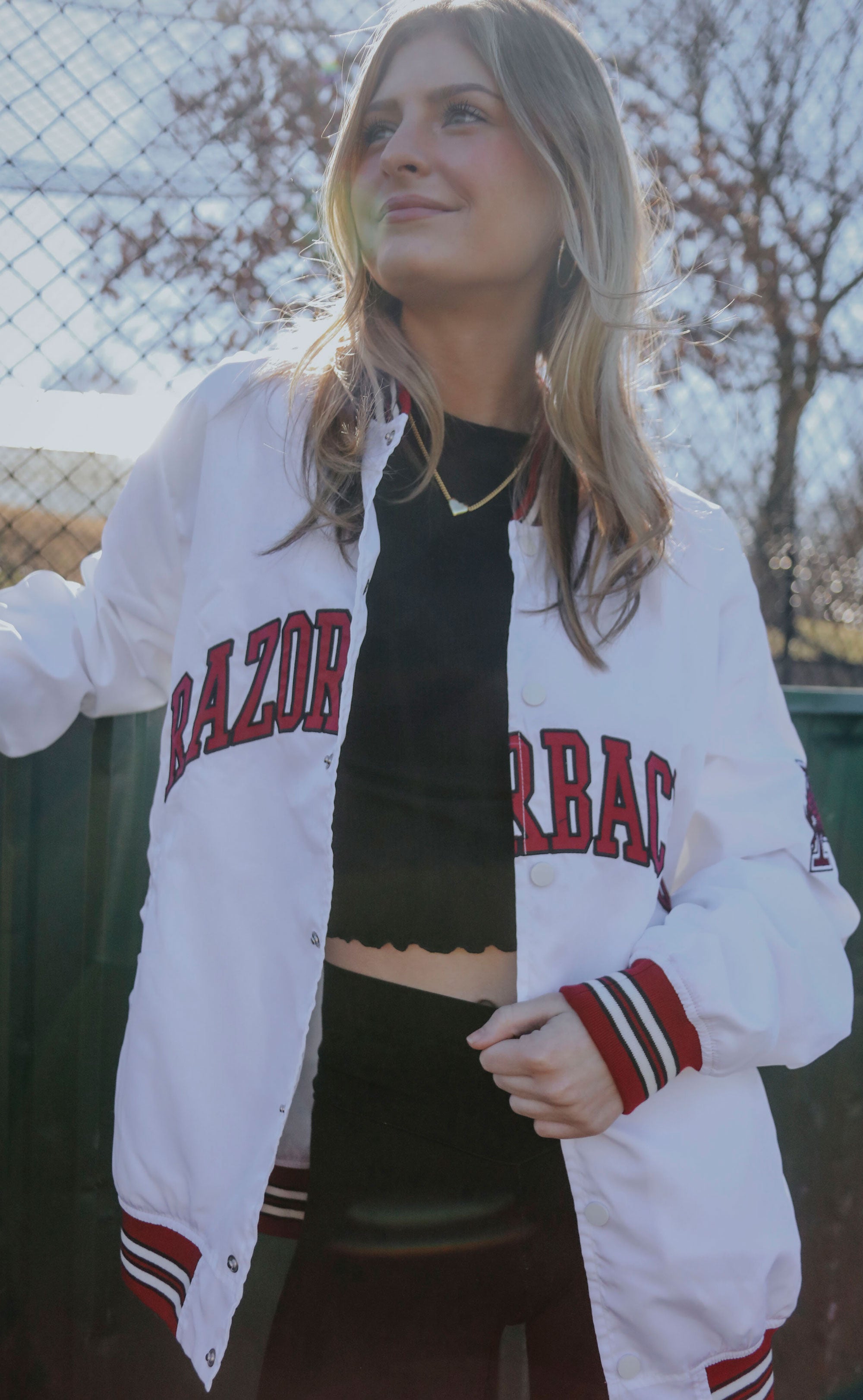 arkansas bomber jacket - white