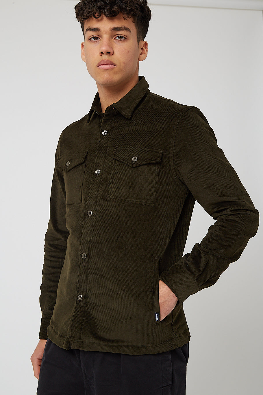 Barbour Shirt Jacket (Cord) - Olive Green