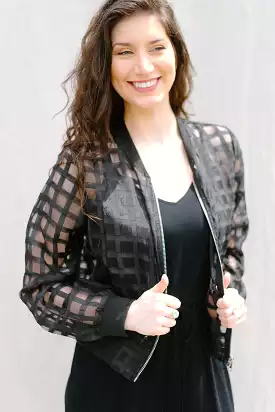 Black Mesh Checkered Jacket