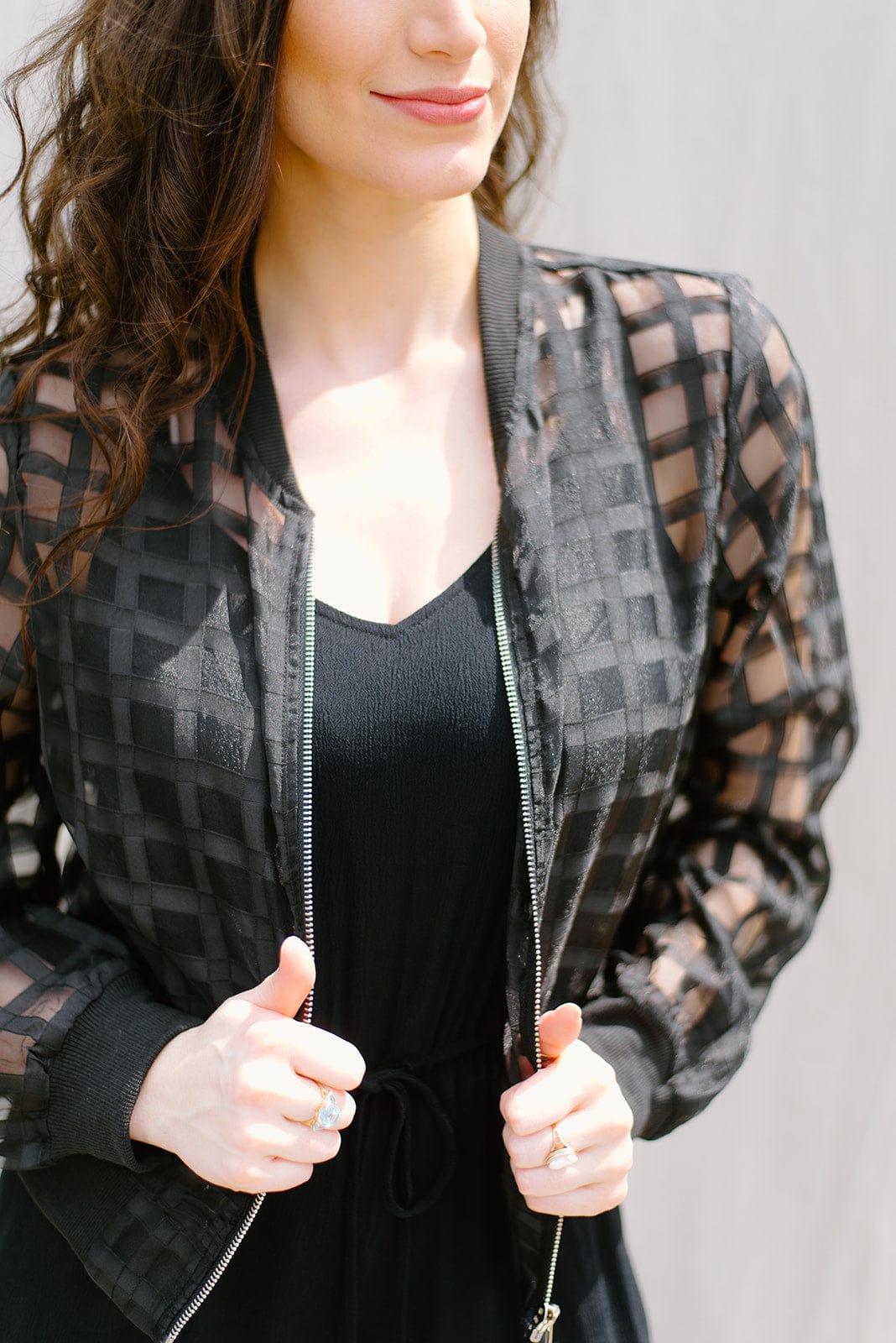 Black Mesh Checkered Jacket