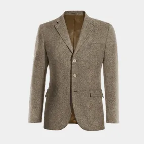  Blazer marrón claro de donegal tweed esencial de 3 botones