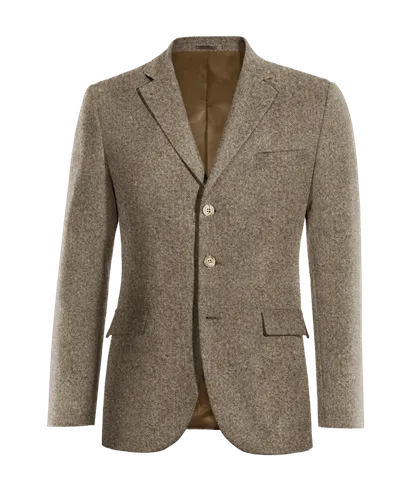  Blazer marrón claro de donegal tweed esencial de 3 botones