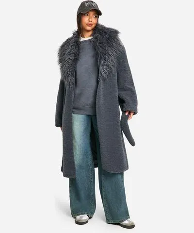 boohoo Womens Faux Fur Maxi Coat