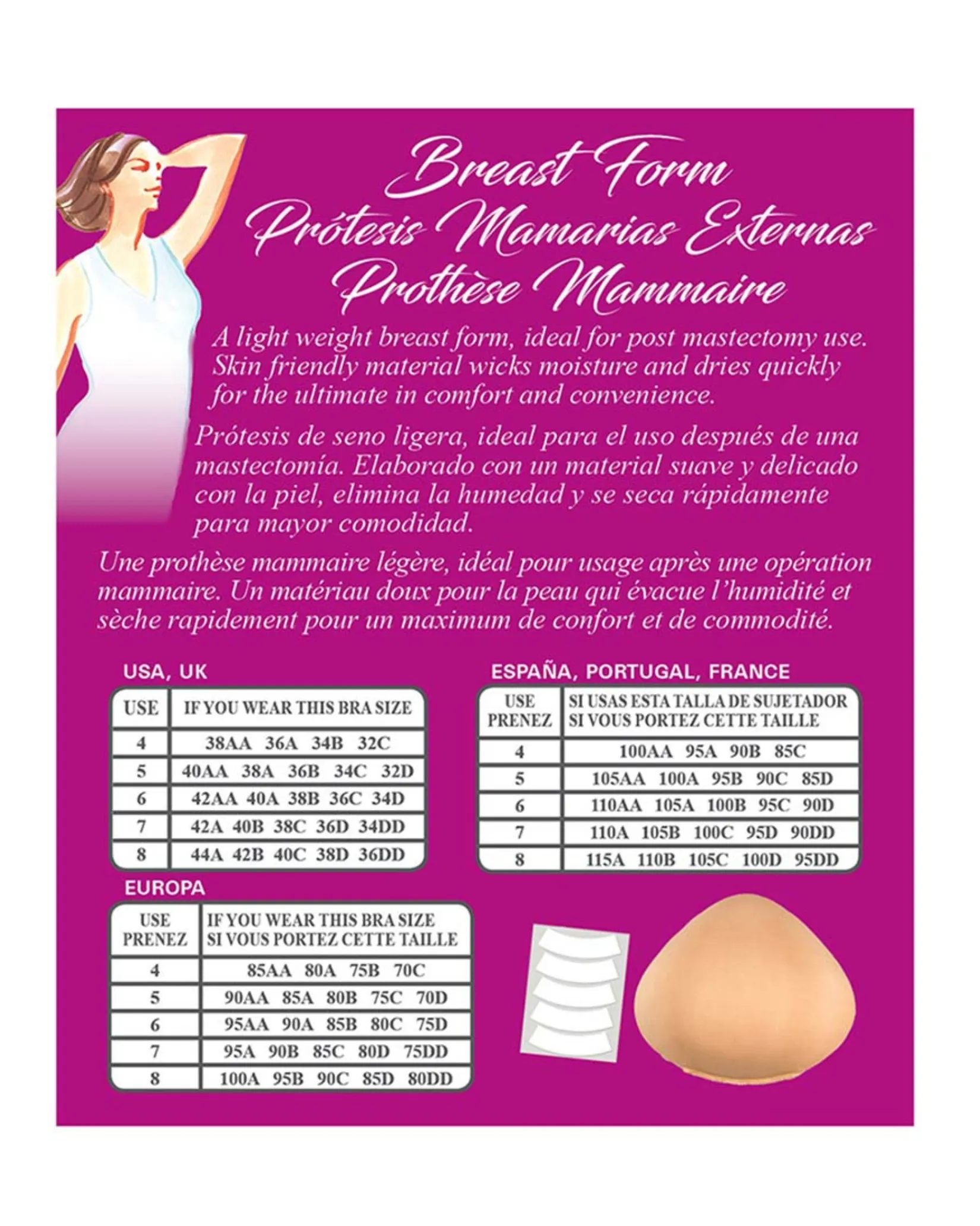 Braza Classic Breast Form - Size 4 (38AA, 36A, 34B,32C) - 20154