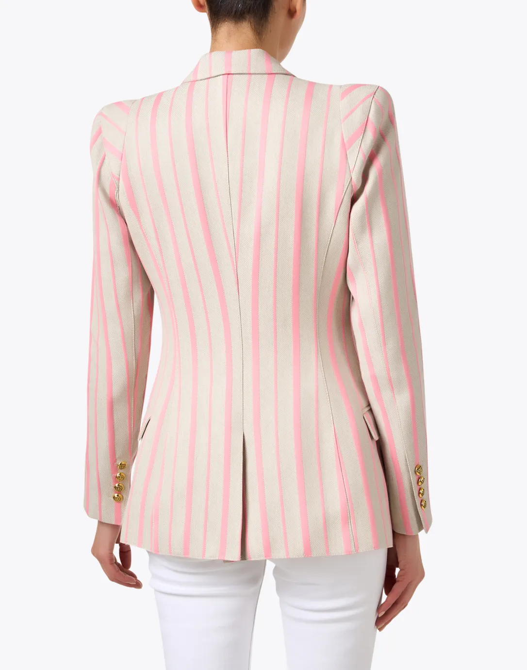 Classic Pink Striped Linen Blazer