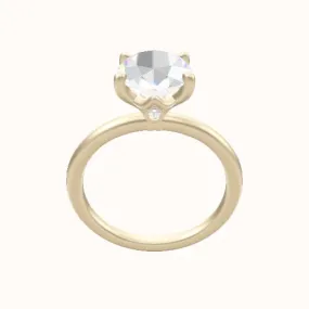 Classic Solitaire Engagement Ring With Crown Four Prong w. Surprise Diamond Head