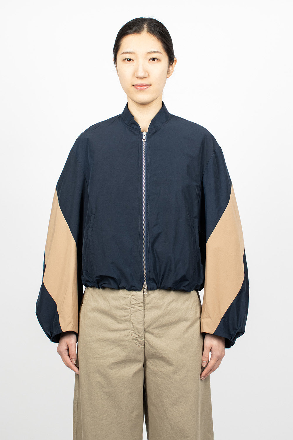 Contrast Bomber Jacket Navy