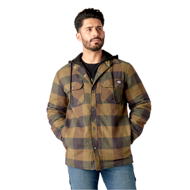 Dickies Flannel Hooded Shirt Jacket - Navy/Brown Duck Buffalo