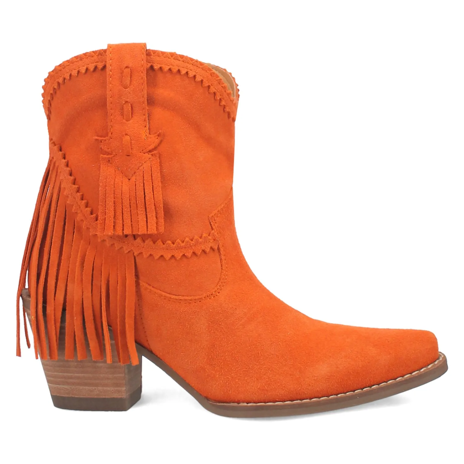 Dingo Womens Fandango Bootie Orange Leather Fashion Boots