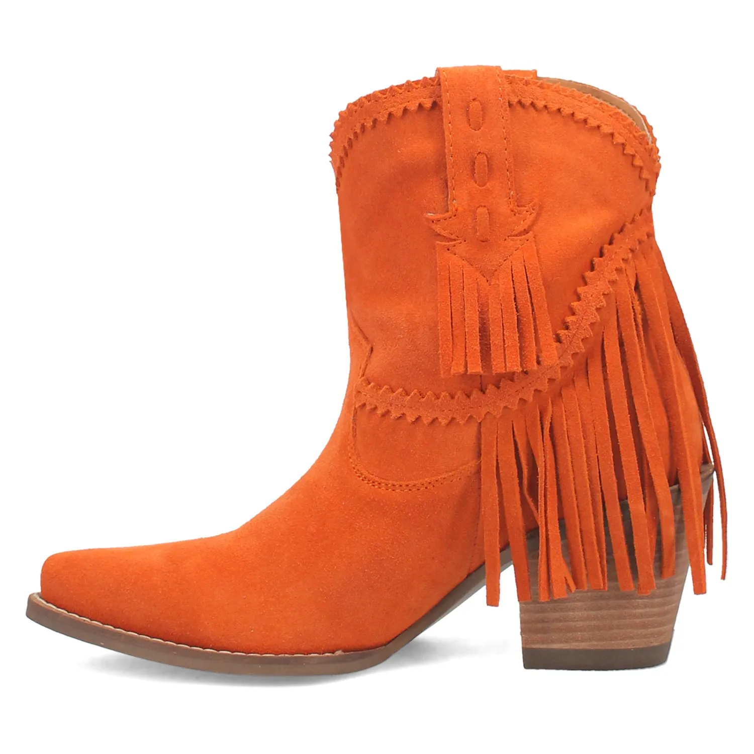 Dingo Womens Fandango Bootie Orange Leather Fashion Boots