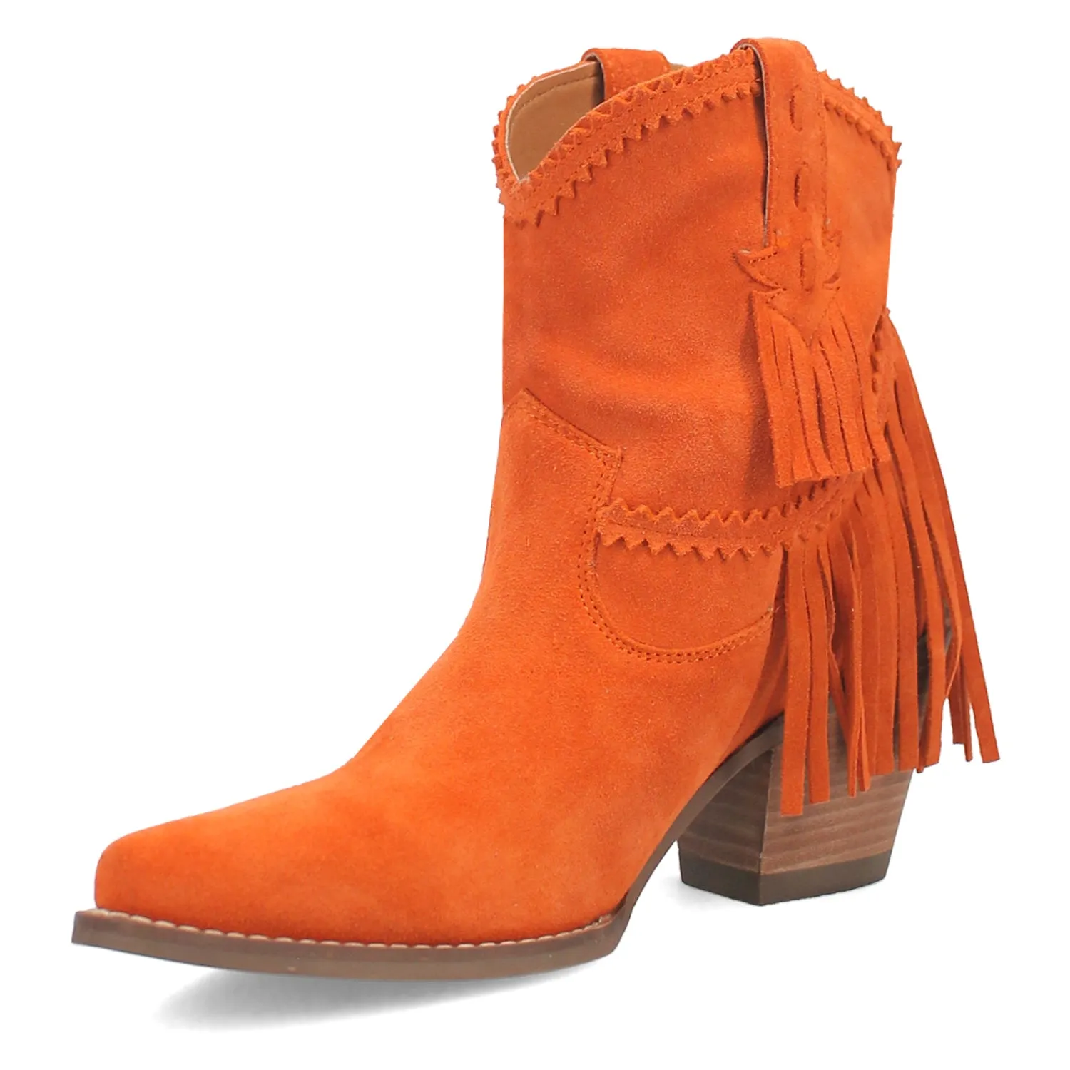 Dingo Womens Fandango Bootie Orange Leather Fashion Boots