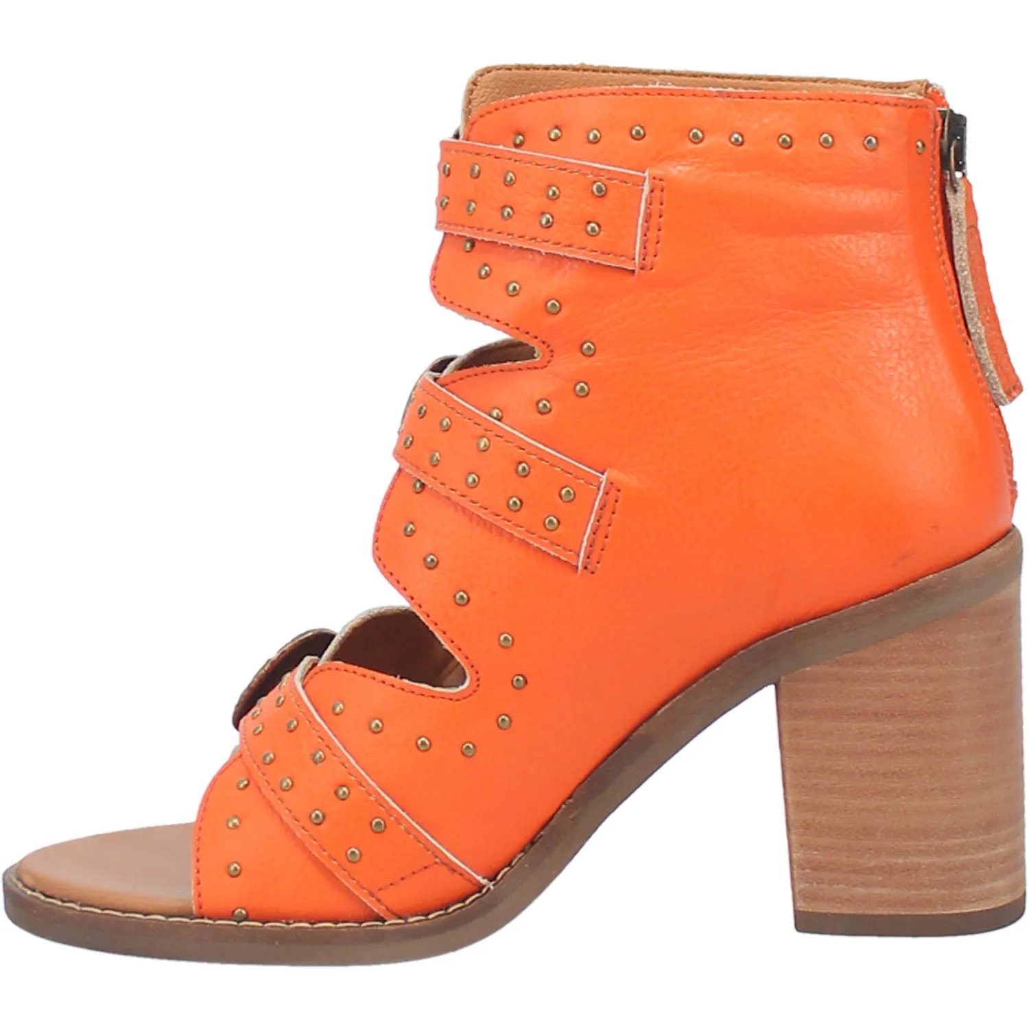 Dingo Womens Ziggy Orange Leather Sandals Shoes