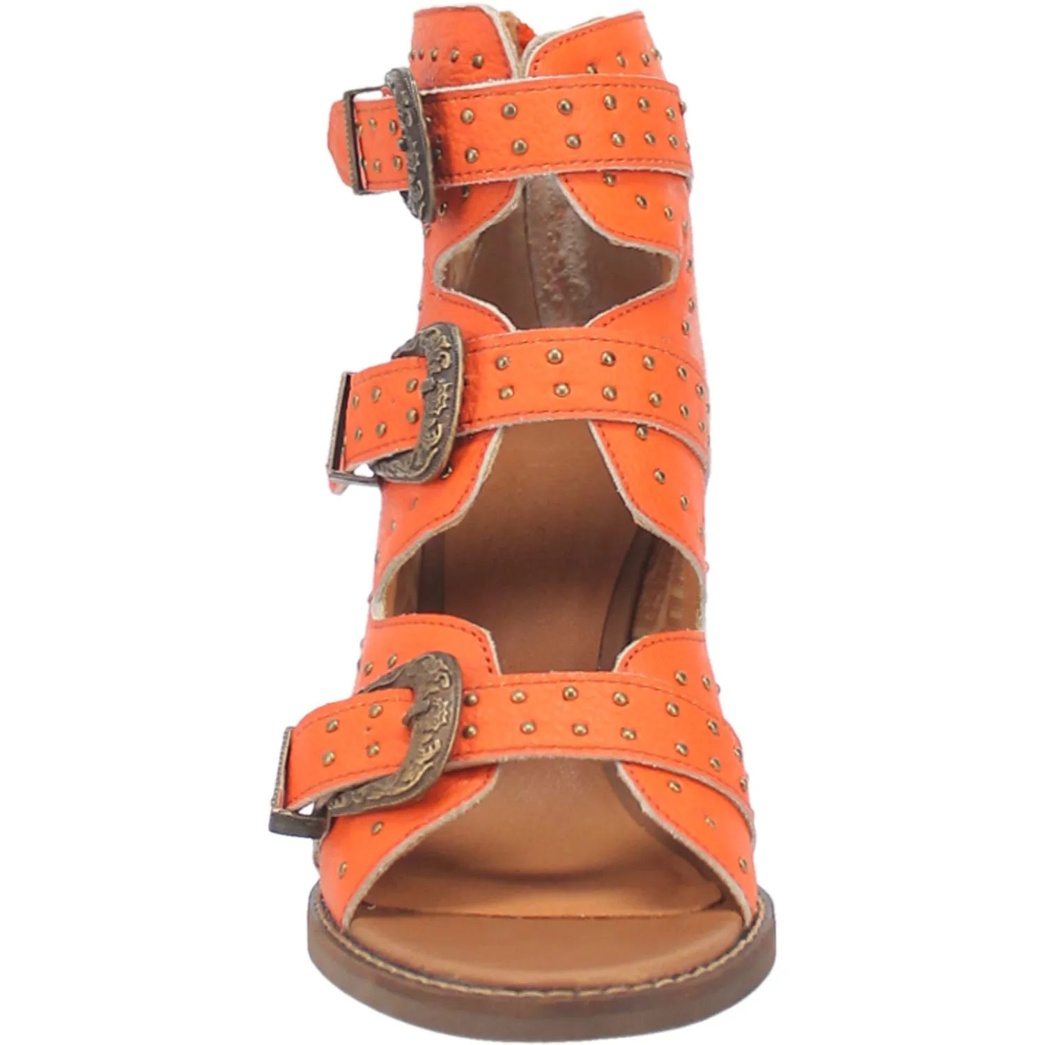 Dingo Womens Ziggy Orange Leather Sandals Shoes