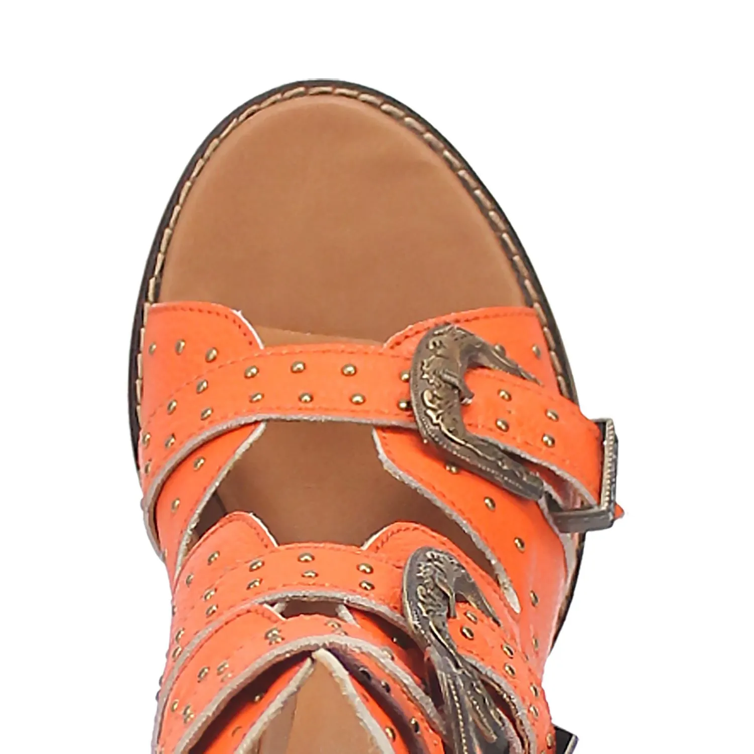 Dingo Womens Ziggy Orange Leather Sandals Shoes