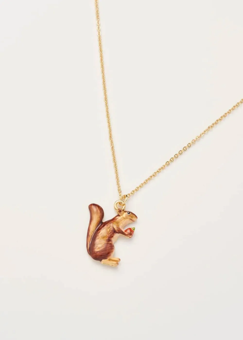 Fable England Cheeky Squirrel Necklace Brown