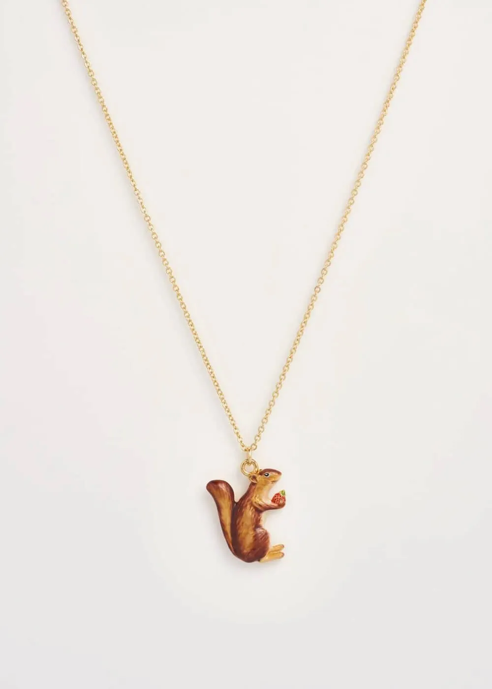 Fable England Cheeky Squirrel Necklace Brown