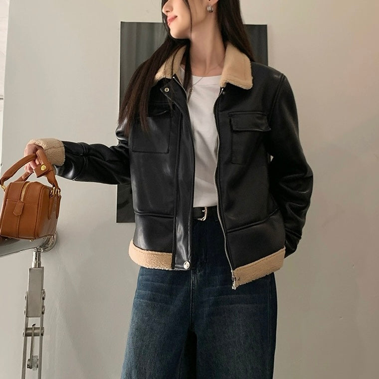 Faux Leather Zip Jacket