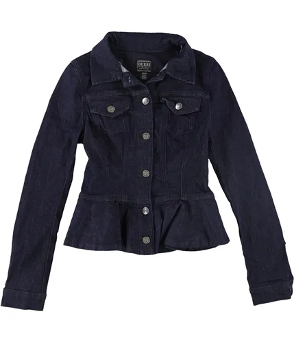 Guess Womens Ruffle Jean Jacket