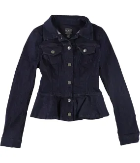 Guess Womens Ruffle Jean Jacket