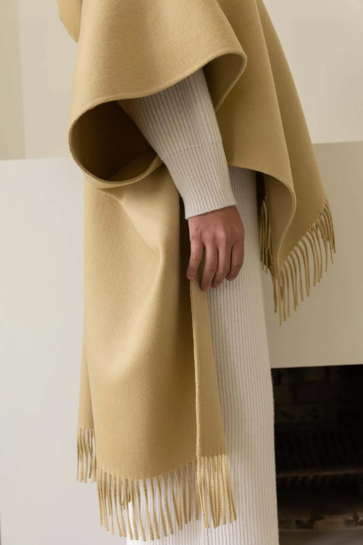 Handmade fringe coat- yellow beige