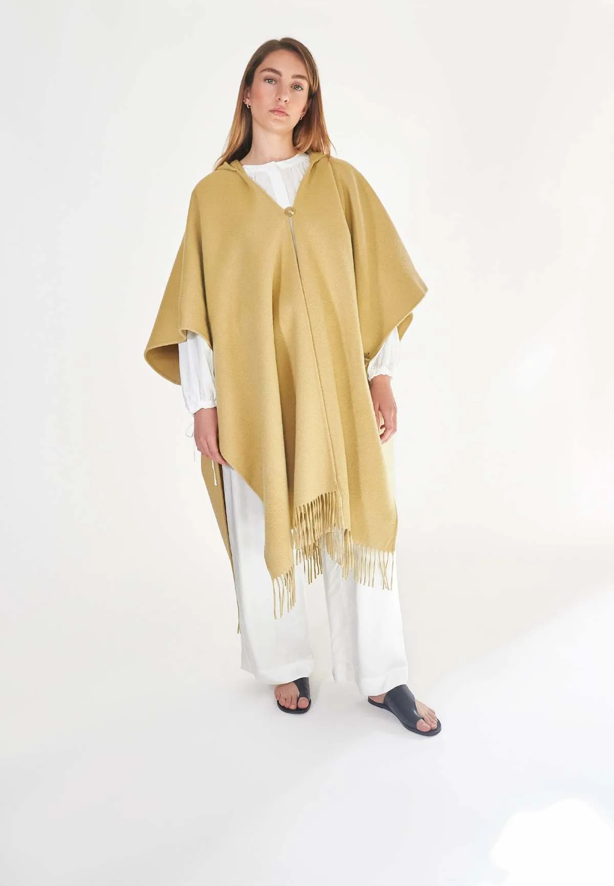 Handmade fringe coat- yellow beige