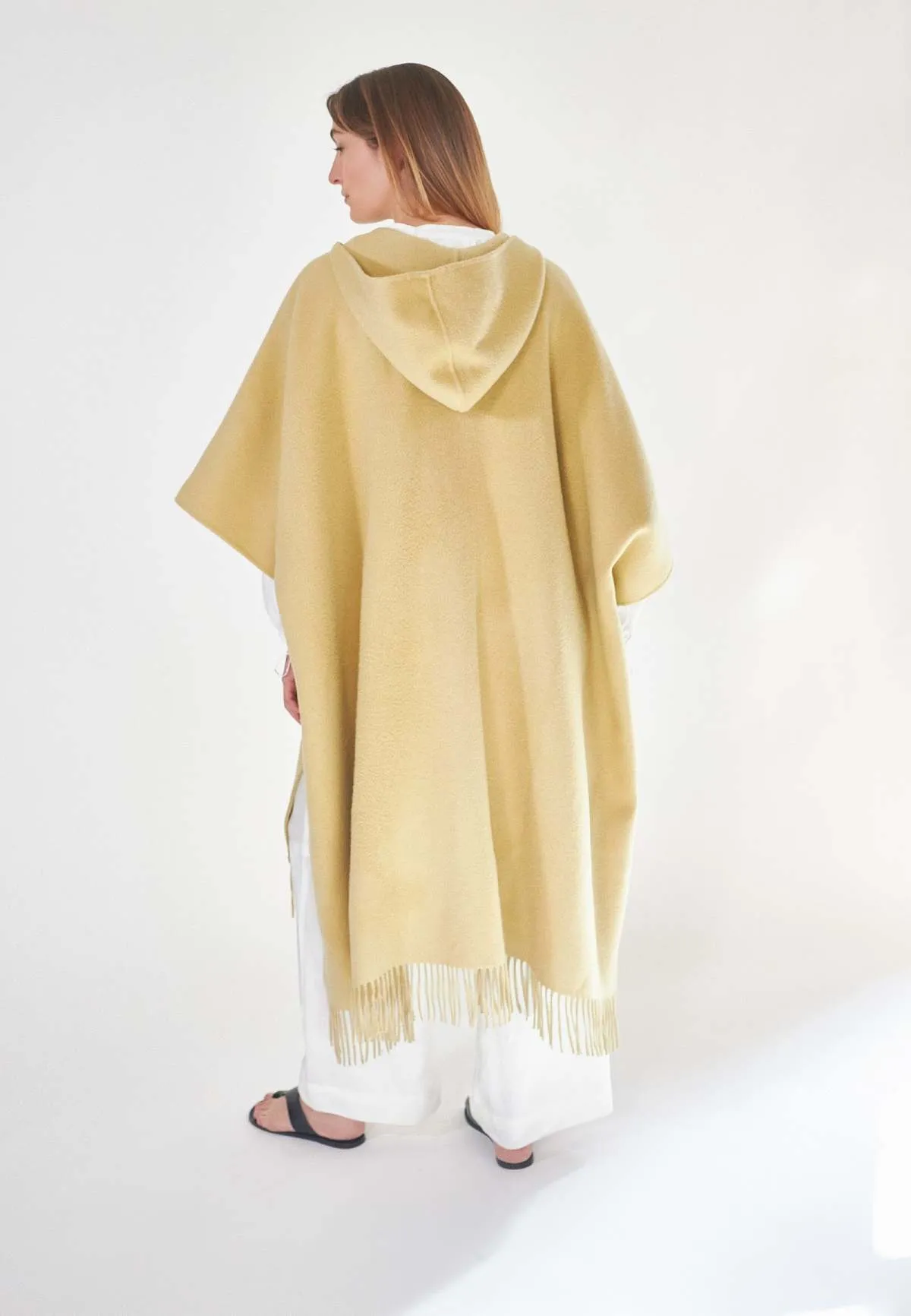 Handmade fringe coat- yellow beige