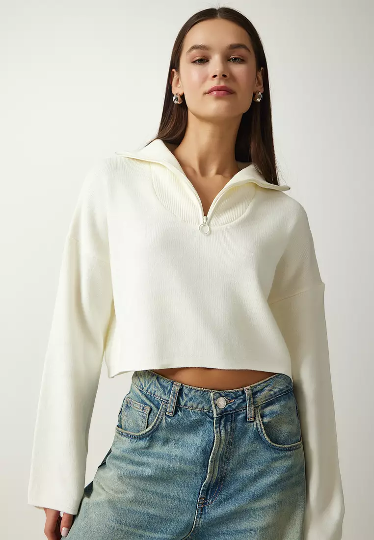 Happiness Istanbul Crop Zip Sweater