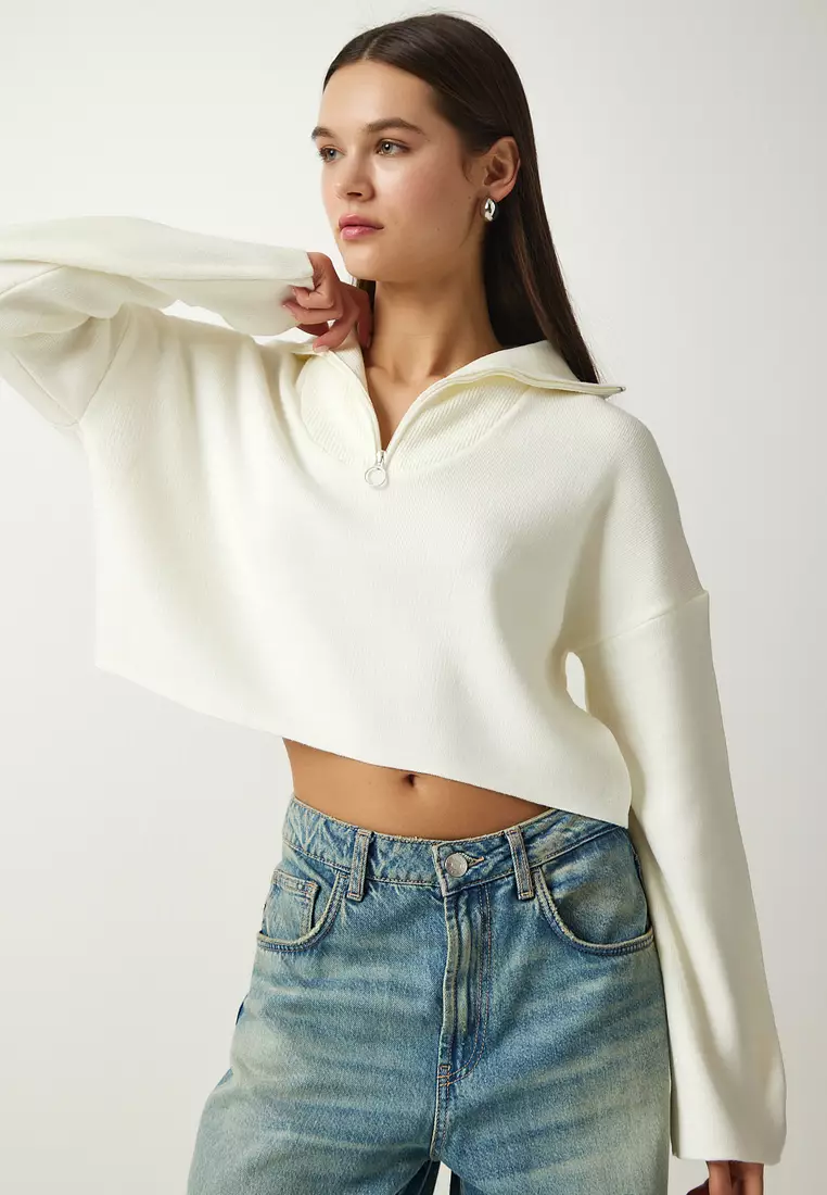 Happiness Istanbul Crop Zip Sweater