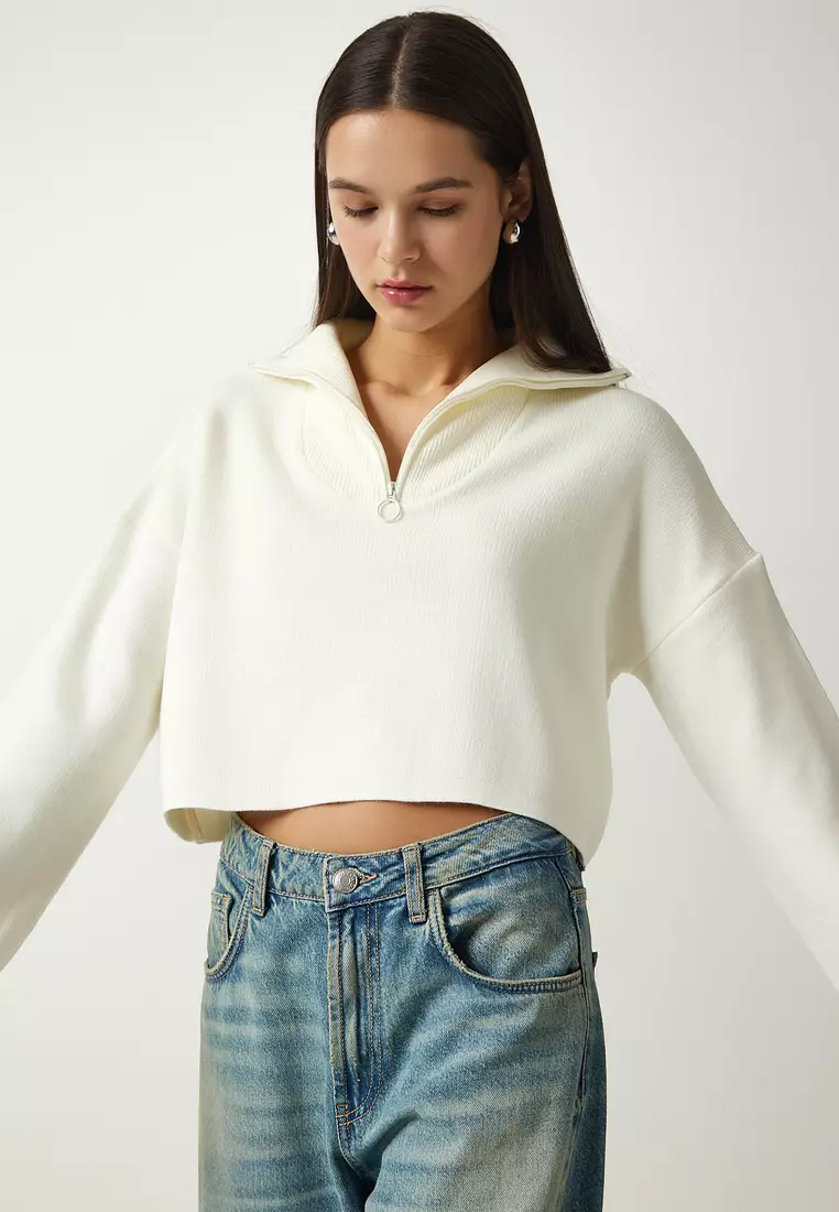 Happiness Istanbul Crop Zip Sweater