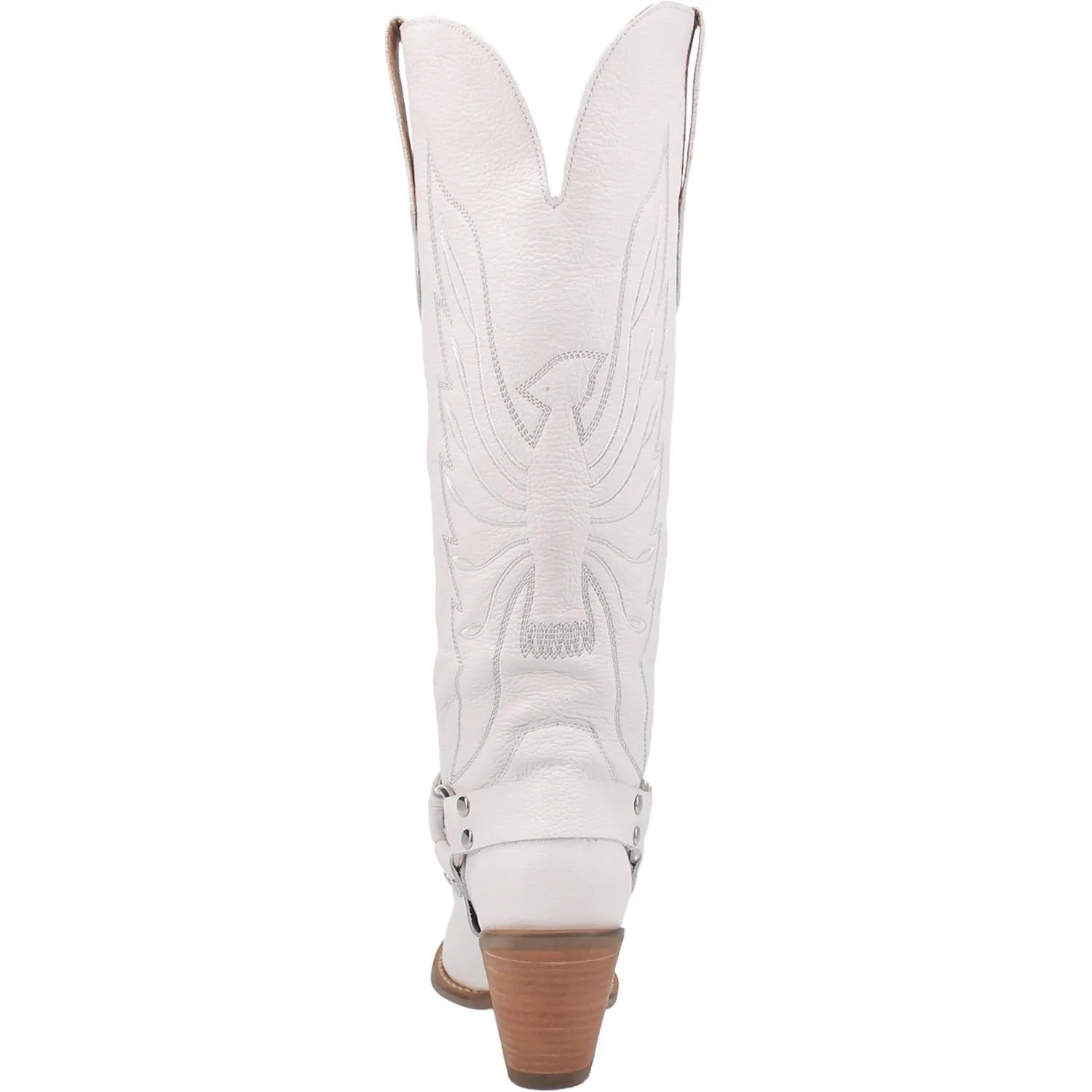 Heavens To Betsy Thunderbird Embroidered White Leather Harness Knee High Boots (DS)