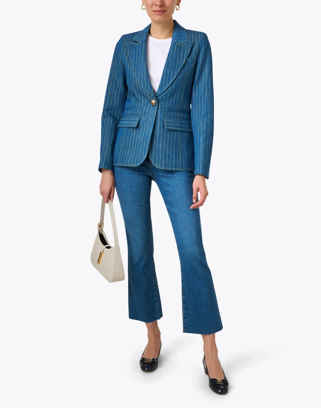 Hutton Denim Striped Blazer