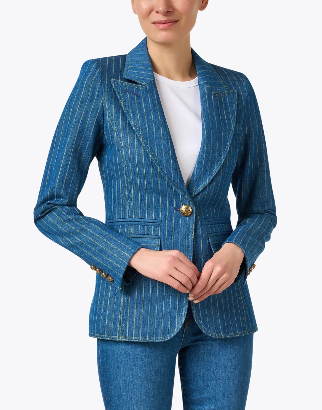 Hutton Denim Striped Blazer