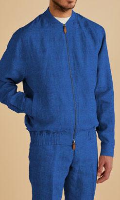 Inserch Linen Bomber Jacket Suit JS660-00181 River Blue