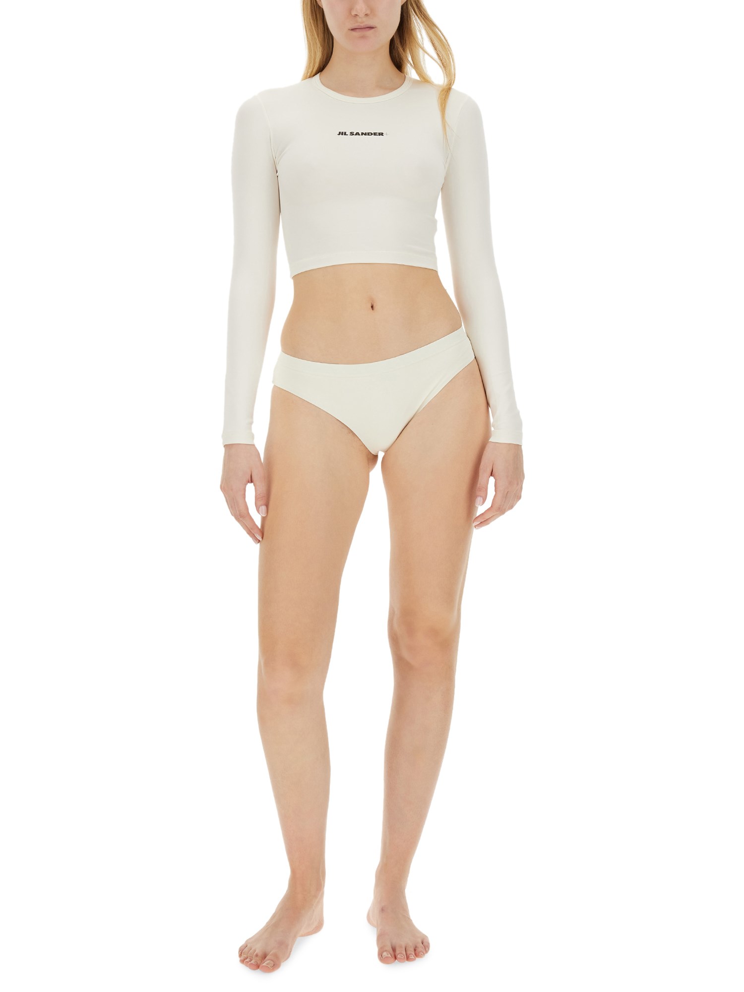 JIL SANDER    CROPPED SWIM TOP WITH LOGO