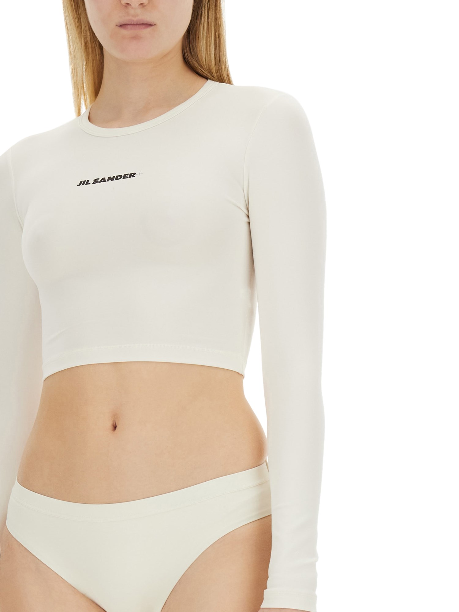 JIL SANDER    CROPPED SWIM TOP WITH LOGO