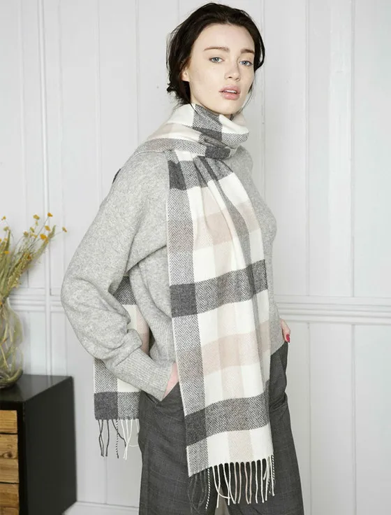 Lambswool Scarf - Neutral Block