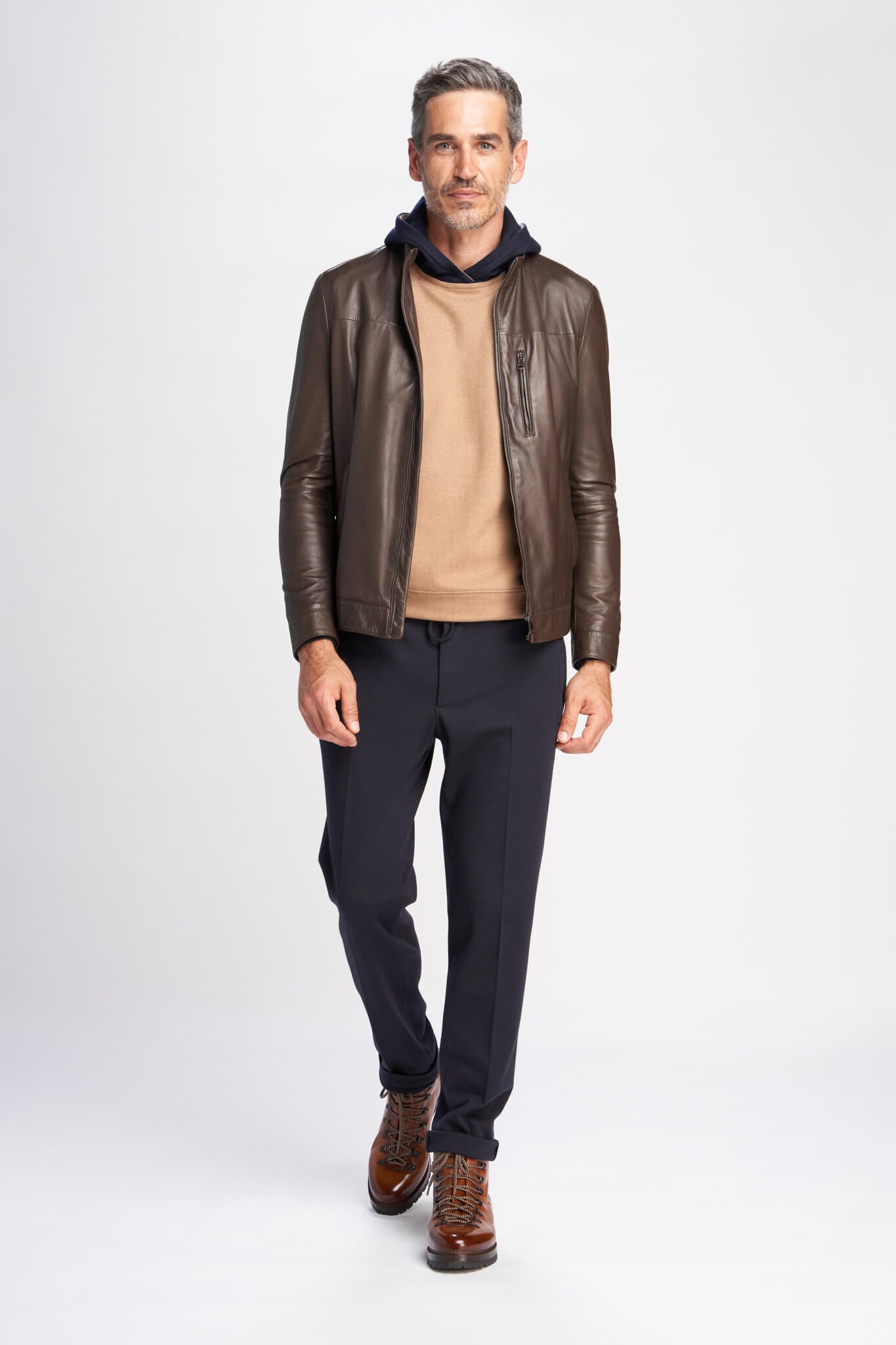 Leon leather bomber jacket (mountain brown)