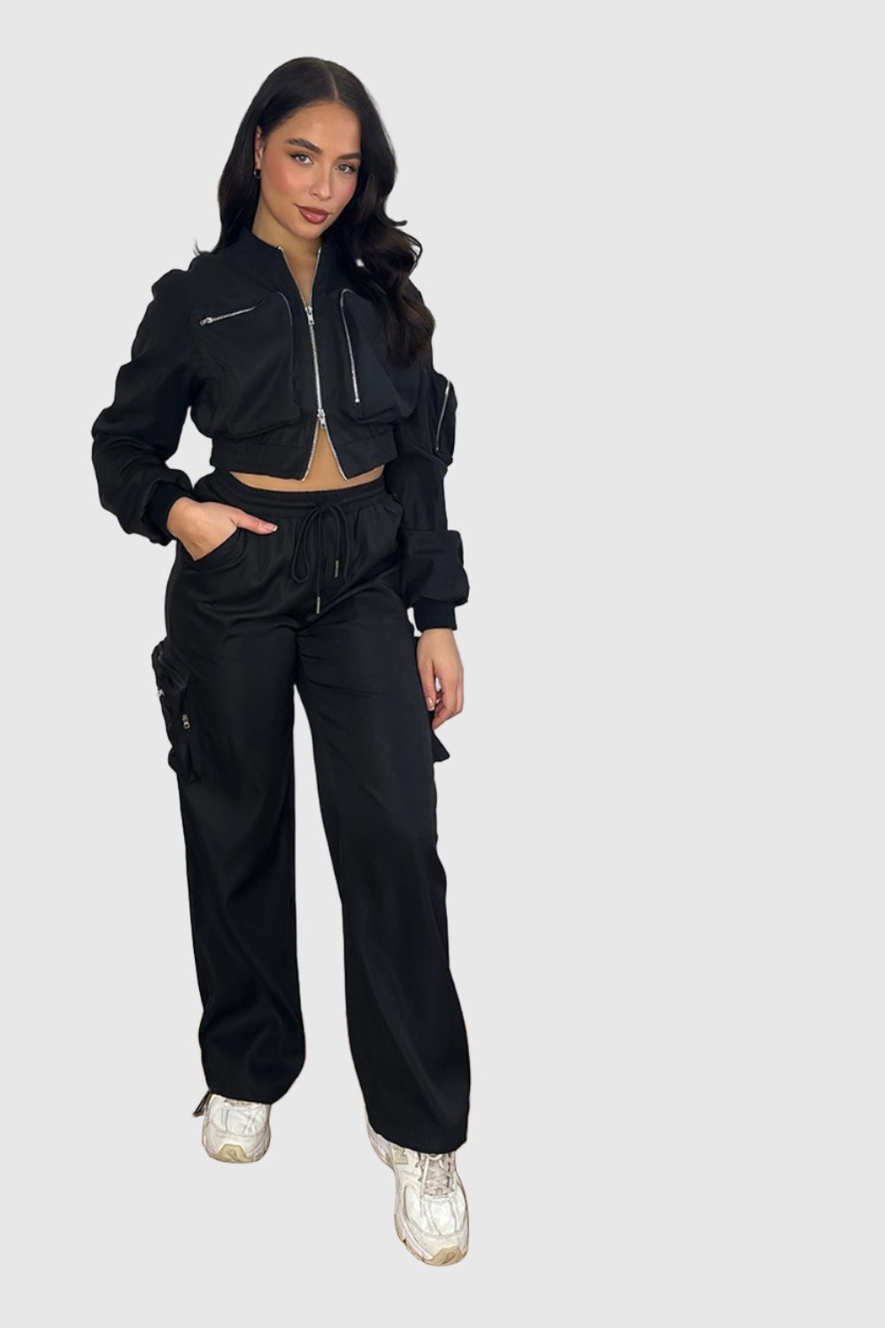 Lightweight Cargo Trousers And Bomber Jacket Set