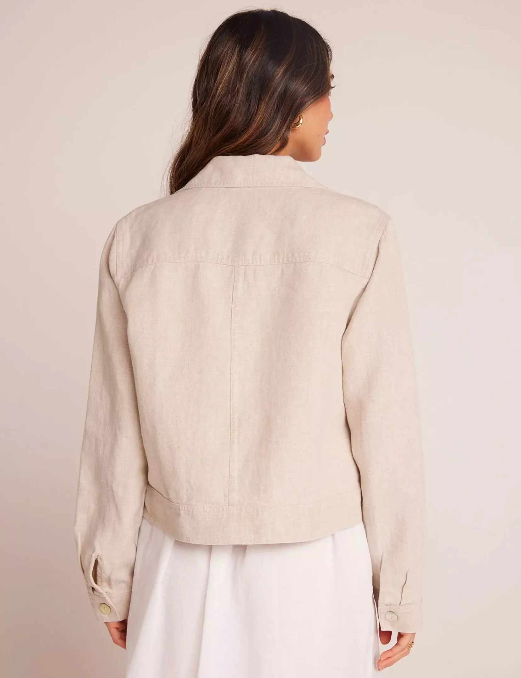 Linen Flap Pocket Shirt Jacket, Sand