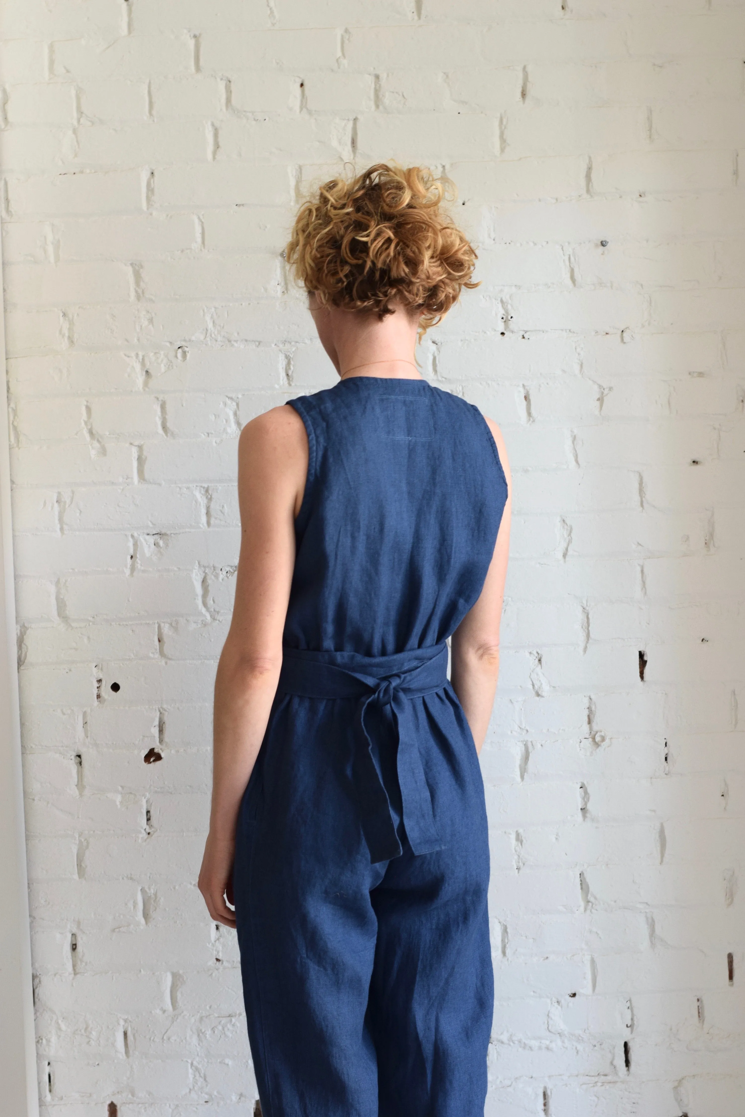 Linen Wrap Jumpsuit | Atlantic Blue