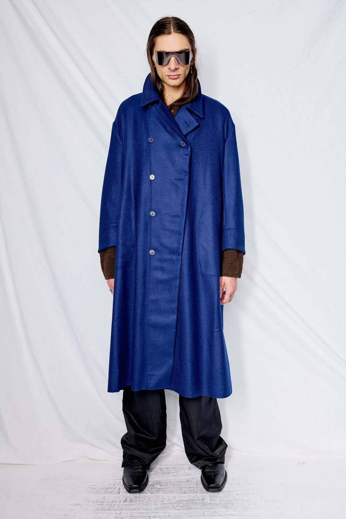 Loro Piana Heavy Wool Breasted Coat - Blue